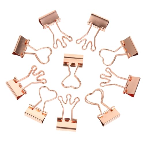 Homoyoyo 10 Stück Binder Clips Herzform Clips für Büro Dokumente Rechnungen Herz Krone Roségold Vielseitige Büroklammern zur Organisation von Unterlagen Notizen und von Homoyoyo