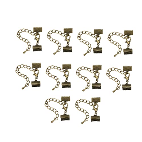 Homoyoyo 10 Stück Diy Kordelstopper Enden Plattierte Crimpklemmen mit Eisenkette und Karabiner Für Schmuckherstellung und Bastelarbeiten Bronze Homoyoyo 10 Stück Diy Kordelstopper Enden Plattierte Crimpklemmen mit Eisenkette und Karabiner Für Schmuckherstellung und Bastelarbeiten Bronze von Homoyoyo