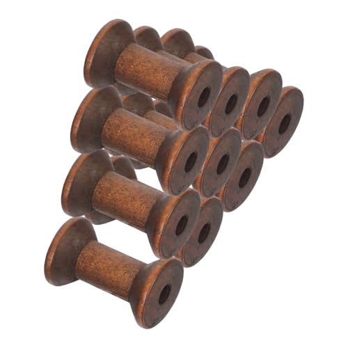Homoyoyo 10 Stück Handgefertigte Vintage Holzspulen Leere Garnspulen für Diy Stickerei Bastelprojekte und Wohnraumdekoration Natürlichem Holz von Homoyoyo