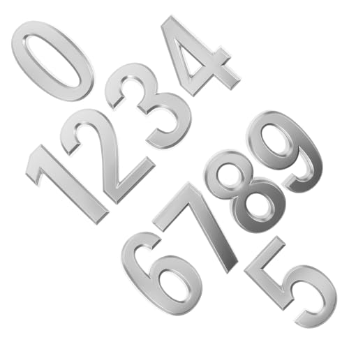 Homoyoyo 10 Stück Hausnummer Aus Metall Aufkleber Schild Mit Tornummer Mailboxnummern Benutzerdefinierte Postfachnummern Schwarze Hausnummern Preisschild Mit Zahlen Zahlenstrahl Silber Abs von Homoyoyo