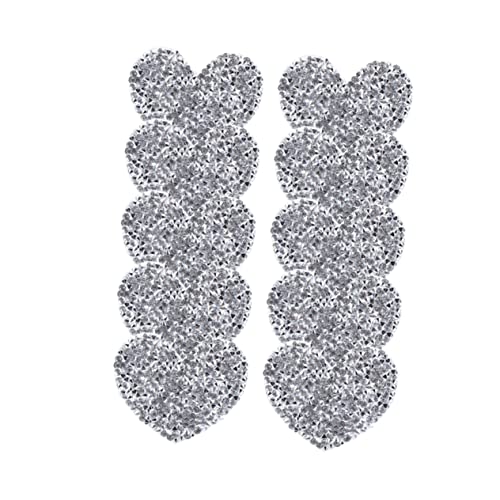 Homoyoyo 10 Stück Herzförmige Applikationen mit Strass Teiliges zum Aufnähen Gestickte Patches für Kleidung Taschen und DIY Projekte zur Individualisierung und Reparatur von Homoyoyo