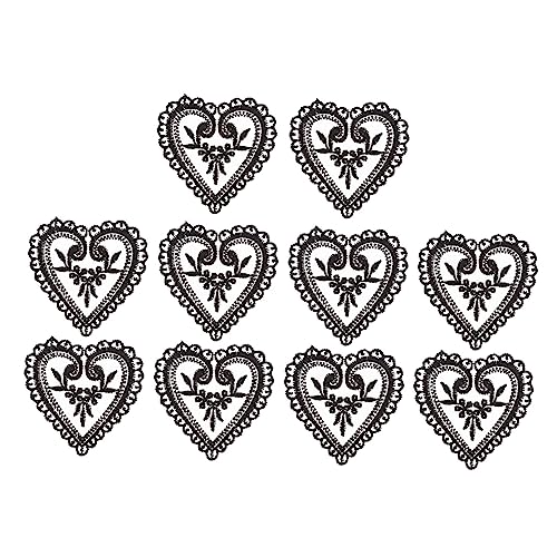Homoyoyo 10 Stück Kleidung Herz-design-dekorationshandwerk Verzierungen Für Das Handwerk Flecken Aufnäher Nähen Stickerei Spitze Bestickter Aufnäher Gemustert Kleideraufnäher Black Organza von Homoyoyo