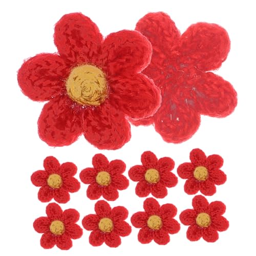 Homoyoyo 10 Stück Kleine Rote Wollblumen Aufnäher zum Aufnähen Kreative DIY Kleidung Patches Leichte Applikationen für Taschen Schuhe Jacken und Rucksäcke Einfach zu Verwenden und von Homoyoyo