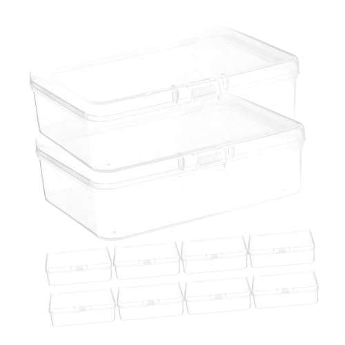 Homoyoyo 10 Stück Kleine Transparente Kunststoffbehälter mit Deckel Mini Aufbewahrungsboxen für Schmuck Knöpfe und Bastelbedarf Rechteckige Organizer für Kleine Gegenstände von Homoyoyo