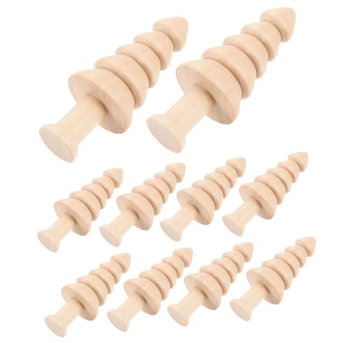Homoyoyo 10 Stück Mini Holz Weihnachtsbaum Deko zum Bemalen Stabile DIY Bastelmaterialien Naturbelassene Kleine Holzfiguren für Weihnachtsfeier Tischdeko und Kreative Wohnaccessoires von Homoyoyo
