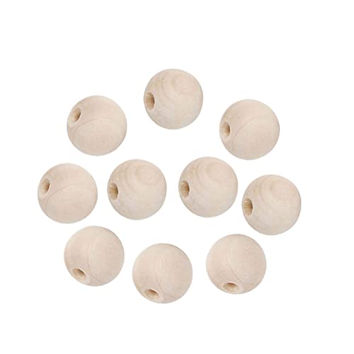 Homoyoyo 10 Stück Natürliche Holzperlen Diy Bastelzubehör für Schmuckherstellung und Heimdekoration Runde Kreative Perlen Lichtgelb für Armbänder und Anhänger von Homoyoyo