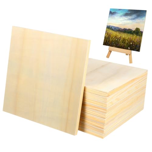 Homoyoyo 10 Stück Quadratische Holz Bilderrahmen zum Basteln Naturbelassene Leichte Holzplatten für DIY Fotohalter Kreative Handarbeit Bemalbar mit und Wasserfarben Hochwertiges von Homoyoyo