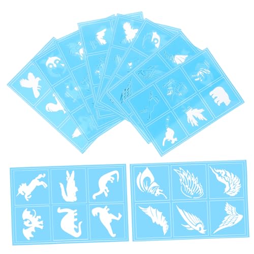 Homoyoyo 10 Stück Tattoo-Schablonen kinderschminken schablonen Cosplay Schablonen malen Gesichtsbemalungsvorlagen Gesichtsbemalungsschablonen aus Kunststoff Make-up-Malvorlagen Papier Blue von Homoyoyo