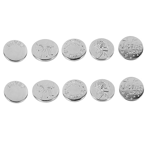 Homoyoyo 10 Stück Teiliges Abnehmbare Metallknöpfe Silber Nagelfreie Jeansknöpfe ohne Nähen Einfache Befestigung ohne Werkzeug Vielseitig für DIY Kleidung und Hosen Glatt und von Homoyoyo