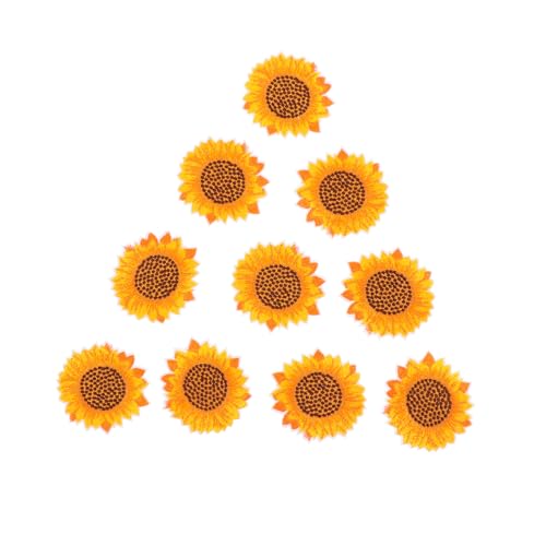 Homoyoyo 10 Stück Teiliges Bestickte Sonnenblumen Aufnäher aus Langlebigem Praktische DIY Applikationen zum Aufnähen und Aufbügeln für Kleidung Reparatur und Kreative Textilgestaltung von Homoyoyo