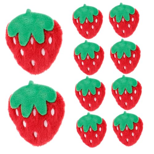 Homoyoyo 10 Stück Teiliges Erdbeer broschen Plüsch applikationen Rote Dekorative Aufnäher zum Aufnähen für Jacken Hemden Hüte Taschen Weiche DIY bekleidungs patches von Homoyoyo