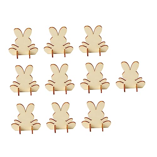 Homoyoyo 10 Stück Teiliges Holz Hasen Deko Kreative DIY Wohnaccessoires für Ostern Lustige Holzfiguren für Zuhause und Geschäfte Premium Naturholz Niedliches Design für Festliche von Homoyoyo