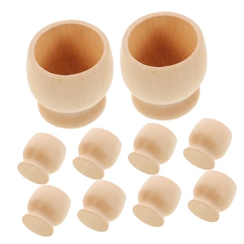 Homoyoyo 10 Stück Teiliges Holz eierhalter im Becher design Stabile Rutschfeste Ostereier ständer aus Langlebigem Glattem Holz für DIY bemalung und Kreative Osterdekoration von Homoyoyo