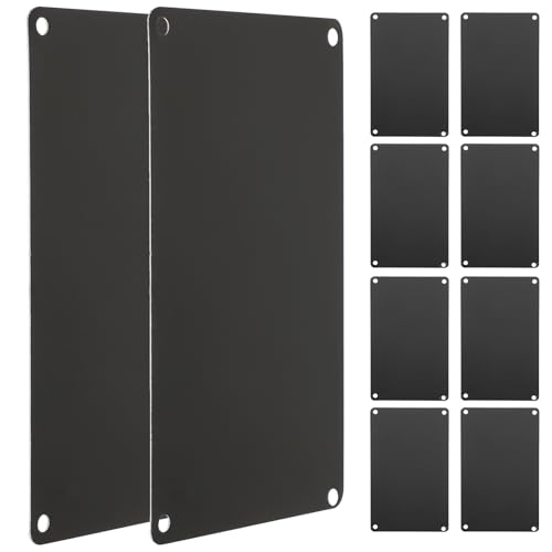 Homoyoyo 10 Stück Teiliges Metall Namensschilder Aluminium Blanke Gravurplatten mit Löchern Schwarz Eloxiertes Türschild für Büro Wand Innen und Außenbereich DIY Individuelle Beschriftung von Homoyoyo