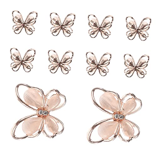 Homoyoyo 10 Stück Teiliges Nagel Deko Schmetterling Fingernagel Sticker mit Katzenaugen Roségoldene Strassverzierung Selbstklebend DIY Nail Art Charm für Besondere Anlässe von Homoyoyo