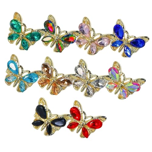 Homoyoyo 10 Stück Teiliges Nail Charms Schmetterling Strasssteine Nageldekorationen Langlebig Leicht für Maniküre und Nail Art Geeignet für Natürliche und Künstliche Nägel Bunten Farben von Homoyoyo