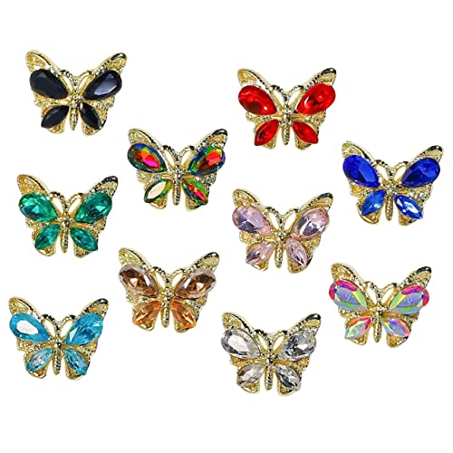 Homoyoyo 10 Stück Teiliges Nail Charms Schmetterlinge Nageldekorationen Bunte Strasssteine Langlebig Leicht für Natürliche Künstliche Nägel Geeignet Nageldesign Zubehör von Homoyoyo