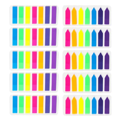 Homoyoyo 10 Stück Teiliges Pet Index Sticker Fluoreszierend Transparent Wasserfest Selbstklebend Wiederablösbar für Notizen Bücher Ordner Memo und Seitenmarkierung im Büro und Studium von Homoyoyo