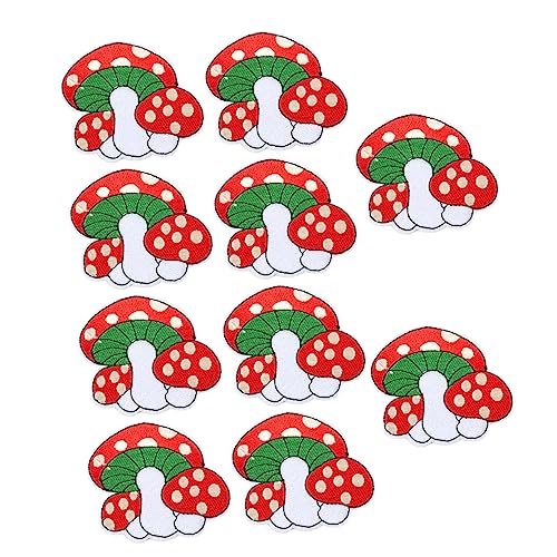 Homoyoyo 10 Stück Teiliges Pilz Stickerei Patches DIY Aufnäher für Kleidung Applikationen zum Aufnähen Dekorationszubehör für Mode und Reparatur von Homoyoyo