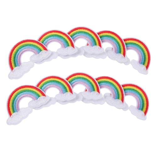 Homoyoyo 10 Stück Teiliges Regenbogen Wolken Bügelflicken Aufnähmotive Bestickte Kleidung Patches zum Aufbügeln für DIY Reparatur und Dekoration von Jacken Jeans Taschen Hautfreundlich von Homoyoyo