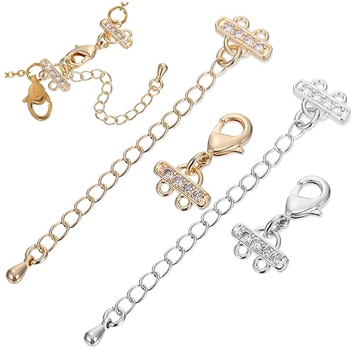 Homoyoyo 10 Stück Teiliges Schmuckverlängerungs mit Doppelreihigen Lobster Karabiner Verschlüssen Kupferlegierung Gold und Weißgoldfarben mit Zirkonia für Halsketten Armbänder Homoyoyo 10 Stück Teiliges Schmuckverlängerungs mit Doppelreihigen Lobster Karabiner Verschlüssen Kupferlegierung Gold und Weißgoldfarben mit Zirkonia für Halsketten Armbänder von Homoyoyo