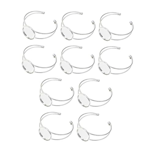 Homoyoyo 10 Stück Teiliges Verstellbares Kupfer Armreif DIY Schmuckzubehör Armband Fassung Tabletts für Damen Offene Cabochon Lünette für Kreative Schmuckherstellung und Bastelarbeiten Homoyoyo 10 Stück Teiliges Verstellbares Kupfer Armreif DIY Schmuckzubehör Armband Fassung Tabletts für Damen Offene Cabochon Lünette für Kreative Schmuckherstellung und Bastelarbeiten von Homoyoyo