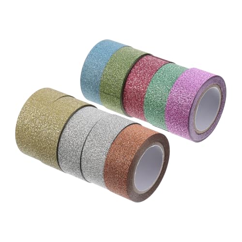 Homoyoyo 10 Stück Teiliges Washi Masking Tape mit Glitzereffekt pro Reißbar Dekoratives Klebeband für DIY Basteln Geschenkverpackung und Büroetiketten Selbstklebend Washi Papier von Homoyoyo
