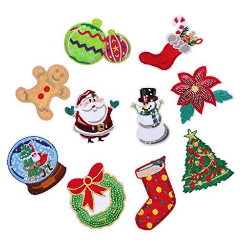 Homoyoyo 10 Stück Teiliges Weihnachtsmotive Stoffpatches aus Polyester Wiederverwendbare Aufnäher zum Aufbügeln und Nähen Niedliche DIY Kleidung Dekoration für Jacken Rucksäcke Taschen und Homoyoyo 10 Stück Teiliges Weihnachtsmotive Stoffpatches aus Polyester Wiederverwendbare Aufnäher zum Aufbügeln und Nähen Niedliche DIY Kleidung Dekoration für Jacken Rucksäcke Taschen und von Homoyoyo