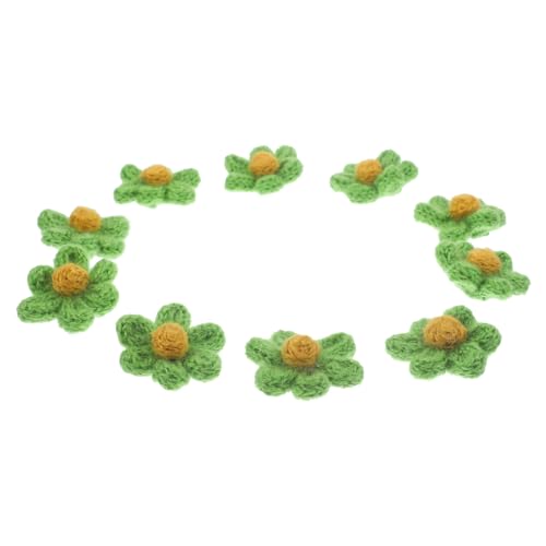 Homoyoyo 10 Stück Teiliges Wollblumen Nähapplikationen Leichte Kompakte Garn Patches Dekorativ und Reparierend für Kleidung Jeans Rucksäcke DIY Stoffpatches Grün von Homoyoyo