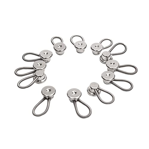 Homoyoyo 10 Stück Verlängerungsschnalle mantelknöpfe knöpfe für jeanshosen keuchen elastische Verlängerungen Tasten hosenbügel Verlängerungen aus Metall verlängerter Knopf aus Metall Silver von Homoyoyo