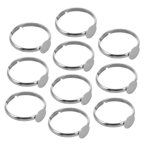 Homoyoyo 10 Stück Verstellbare Fingerringe für Diy Schmuckherstellung mit Flachem Runden Bezel Tray für Accessoires und Bastelprojekte von Homoyoyo
