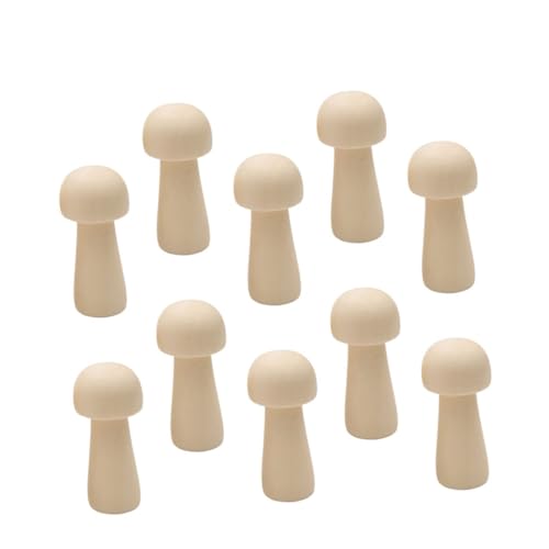 Homoyoyo 10 Stück unvollendetes Malspielzeug bastelset basteln für Holzskulptur holzfigur Kinderhandwerk woodcarver Holzpuppe Pilz Pilzpuppe aus Holz Puppenspielzeug Bambus von Homoyoyo