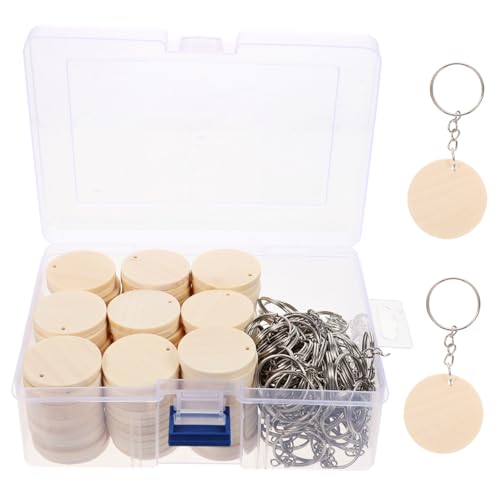 Homoyoyo 100 Sätze Holzscheiben Schlüsselringe Runde Holzanhänger DIY Beschriftbar Multifunktionale Bastelrohlinge für Schlüsselanhänger und Handwerksprojekte Glatt Poliert Vielseitig von Homoyoyo