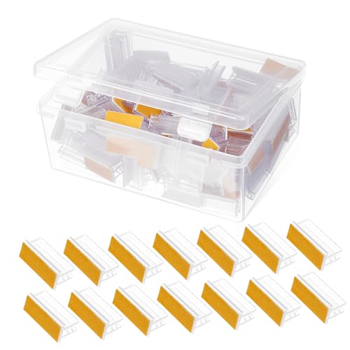 Homoyoyo 100 Stück Acryl Etikettenhalter Clips Tischkarten Halter für Preisschilder Namensschilder Werbekarten mit Kleber Vielseitig für Einzelhandel Büro Restaurant von Homoyoyo