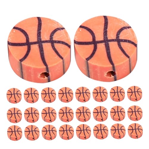 Homoyoyo 100 Stück Basketball Polymer Clay Perlen mit Lose Spacer Beads für DIY Schmuckherstellung Armband Halsketten Bastelperlen für Kreative Schmuckgestaltung von Homoyoyo