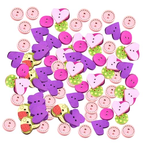 Homoyoyo 100 Stück Bunte Holzknöpfe Blumenform Langlebige DIY Nähknöpfe für Kleidung Strickjacke Schuhe Basteln Gemischte Farben und Stile Vielseitiges Handarbeitszubehör von Homoyoyo