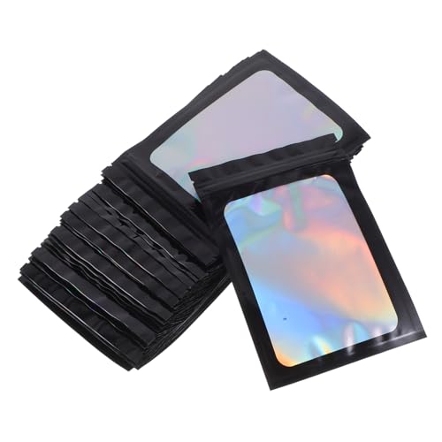 Homoyoyo 100 Stück Bunter Druckverschlussbeutel mit Fenster Dichtbare Beutel für Verpackungen Schmuckverpackung kleine Schmucktasche Kleine Verpackungsbeutel Polyesterfolie Schwarz von Homoyoyo