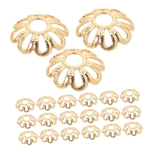 Homoyoyo 100 Stück Endkappen für Schmuck Schmuckkomponenten Perlenkappen Schmuckzubehör goldene Perlenkappen Blumenperlenkappen aus Kunstharz Edelstahlperlen Kupfer von Homoyoyo