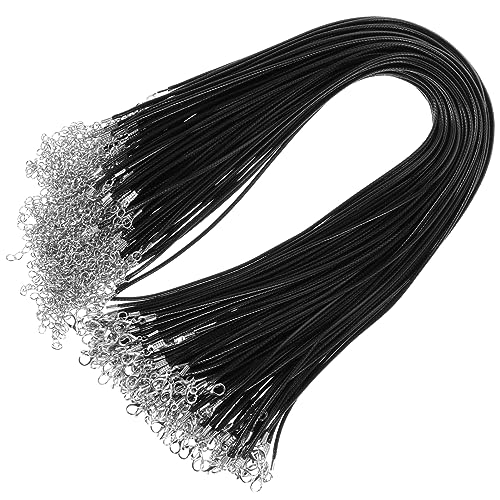 Homoyoyo 100 Stück Geflochtene Kordel für Schmuckherstellung mit Karabiner für Anhänger Schwarze Wachsschnur für DIY Armbänder und Homoyoyo 100 Stück Geflochtene Kordel für Schmuckherstellung mit Karabiner für Anhänger Schwarze Wachsschnur für DIY Armbänder und von Homoyoyo