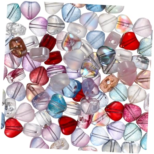 Homoyoyo 100 Stück Glasperlen Bunte Herzform DIY Schmuckperlen für Armbänder Halsketten Basteln Handgefertigte Schmuckdekorationen von Homoyoyo
