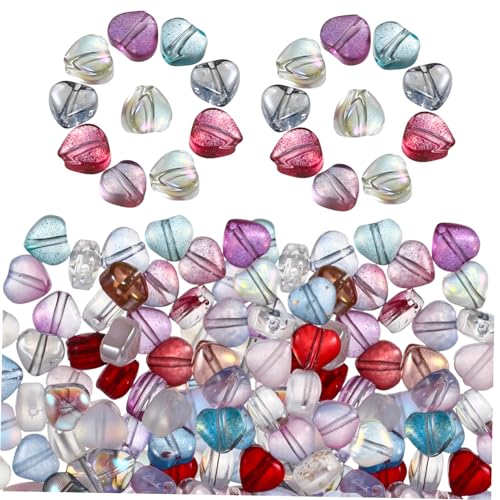 Homoyoyo 100 Stück Glasperlen Herzform Mischfarbe Langlebige DIY Schmuckperlen für Armband Halskette Ohrring Schmuckherstellung und Bastelarbeiten von Homoyoyo