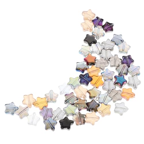 Homoyoyo 100 Stück Glitzerperlen Fünf Punkte Stern Form zum Auffädeln Bunte Schmuckperlen für Armbänder Halsketten und DIY Bastelprojekte Vielseitige Glasperlen für Perlenweben von Homoyoyo