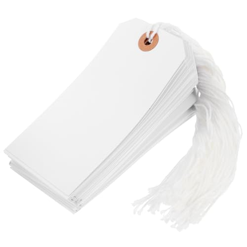 Homoyoyo 100 Stück Hängende Preisschilder mit Schnur für Bekleidung und Kunsthandwerk Blanko Etiketten Beschriften und Personalisieren für Einzelhandel von Homoyoyo
