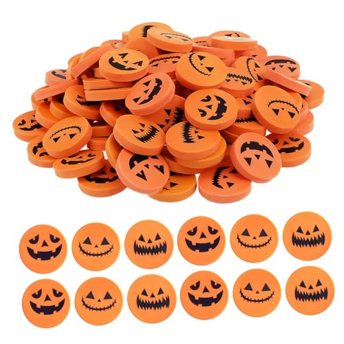 Homoyoyo 100 Stück Halloween Radiergummis Kreative Kürbis-radierer im Bulk Bunte Cartoon-bleistiftradierer für Papierfreundlich für Herbst Thanksgiving-partygeschenke Lehrer-belohnungen von Homoyoyo
