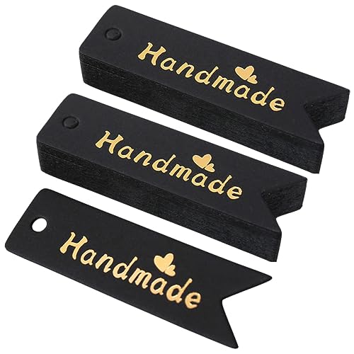 Homoyoyo 100 Stück Handgemachte Geschenkanhänger Hochwertige Etiketten Schwarz für Einladungen und Vielseitig Einsetzbar mit Stabiler Verarbeitung von Homoyoyo