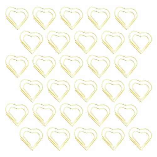 Homoyoyo 100 Stück Herzförmige Büroklammern aus Metall Gold Langlebig und Dekorativ für Dokumente Notizen und Kreative Bastelprojekte von Homoyoyo