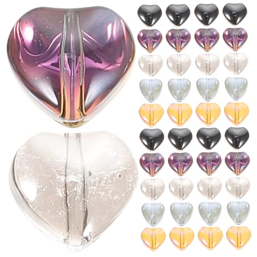 Homoyoyo 100 Stück Herzförmige Glasperlen Spacer Beads Farbverlauf Transparent Schwarz Blau Orange DIY Schmuck Zubehör für Armband Halskette Handgefertigte Perlen für Kreative von Homoyoyo