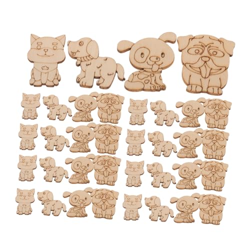 Homoyoyo 100 Stück Holztiere Basteln Unbehandelte Holzplättchen für DIY Malen Graffiti Holzchips als Streudeko Verzierung Kinderparty Holzfiguren zum Bemalen und Handarbeiten von Homoyoyo