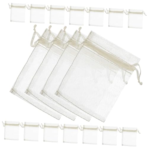 Homoyoyo 100 Stück Kleine Organzasäckchen Beutel mit Kordelzug für Schmuck und Hochzeiten Beige Vielseitig Einsetzbar für Partys und Anlässe von Homoyoyo