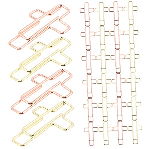Homoyoyo 100 Stück Kreuzclip Kreuz-Büroklammern für geformte Büroklammern Kreuz Büroklammern Ö papierklemmen Rosegoldene Büroklammern kruzifix wandkreuz katholisch Büroklammern aus Metall von Homoyoyo